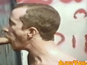 Classic glory hole action with muscular men and blow job fetish