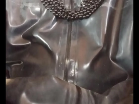 Amateur gay in latex outfit