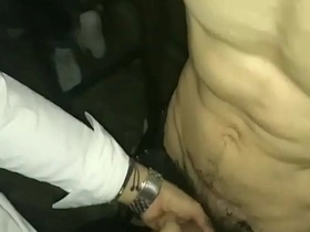 Asian men having rough sex outside and engaging in water sports