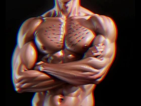 Gay nude anime: Muscular man Jaguar Otorongo goes solo