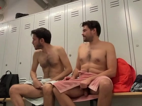Public display of affection in the locker room with anal sex