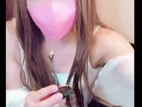 Crossdresser Chika enjoys phone calls and masturbation.