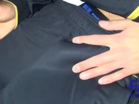 Gay masturbation and hardcore anal sex in a public park at night.