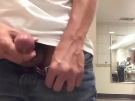 Gay Asian soloboy’s solo pleasure on the toilet with a huge cumshot