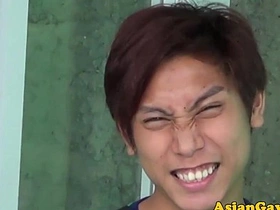 Asian twinks engage in piss drinking and analingus in a bizarre gay fetish sex scene.