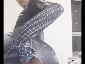 A hot gay teenager has a large penis like Spider-Man.