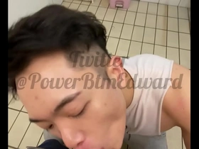 Asian gay twinks having fun in the shower booth at the gym