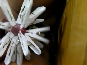 Japanese man gets his erection smashed in a kinky bathroom scene