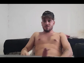 Newbie with a big dick starts webcam action in the bathroom