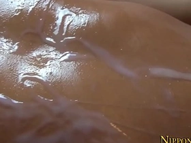 A sexually aroused Japanese man reaches an orgasm.