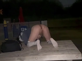 Mayu-chan, a female sissy, gets naked in a park at night and enjoys public exposure.