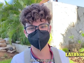 Public reality porn with a hot Latino twink getting paid for his services.