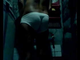 A naked jerk with a big cock gets caught in the act in the toilet of a Pinoy adult film.