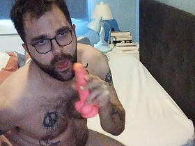 Gay masturbation with anal toys and self-pleasure with spanking and prostate stimulation.
