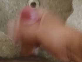 Gay restaurant bathroom masturbation scene with a Latina ladyboy dick cum shower