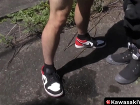 Wild Japanese Yoshi Kawasaki in gay porn action with piss fetish and big cock