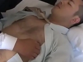 Gay and mature Japanese man in chupby action.