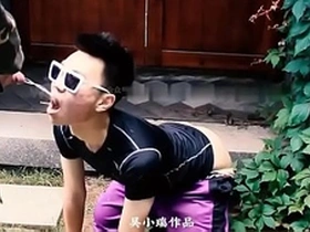 Young Asian boy enjoys rough gay sex outdoors