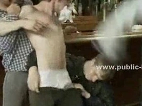 A bizarre scene of a gay teen getting into trouble with a bartender.
