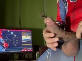 Young Thai amateur masturbates as Spiderman in a comic book style video.