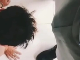 Asian slave serves her superior boss in the office