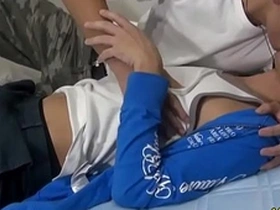 Gay foursome with Asian teens and Japanese boys in blowjob scene
