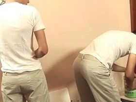 College boys Parker and Mark try out kinky watersports and barebacking.