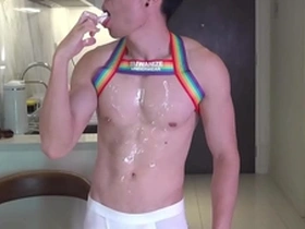 New model enjoys the taste of forbidden sweets and looks as sexy as she can.