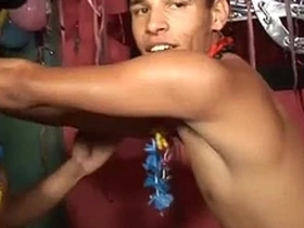 Three-way bareback action with young Latino gays