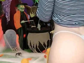 A Halloween night of intense pleasure with a stunning blonde stepdaughter