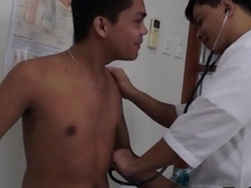 Small Asian boy gets a hot blowjob from a doctor in the ambulance