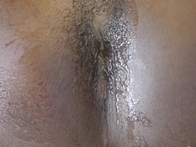 Amateur African gay scene with anal play and bareback sex ending with a creampie